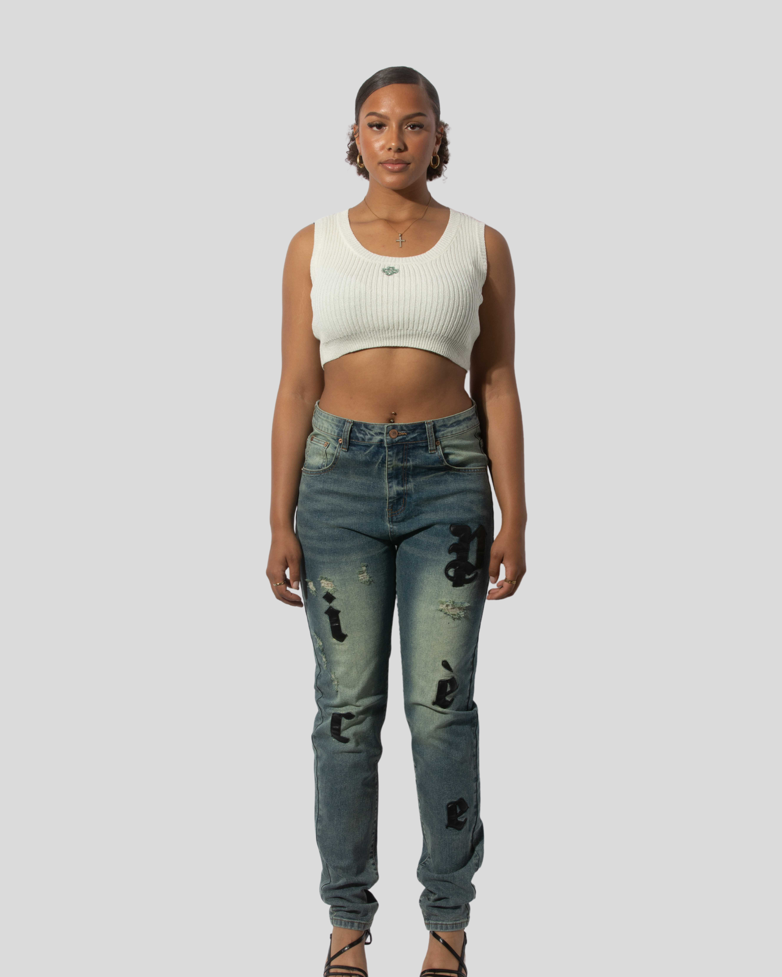 PC RIBBED-KNIT CROPPED TOP