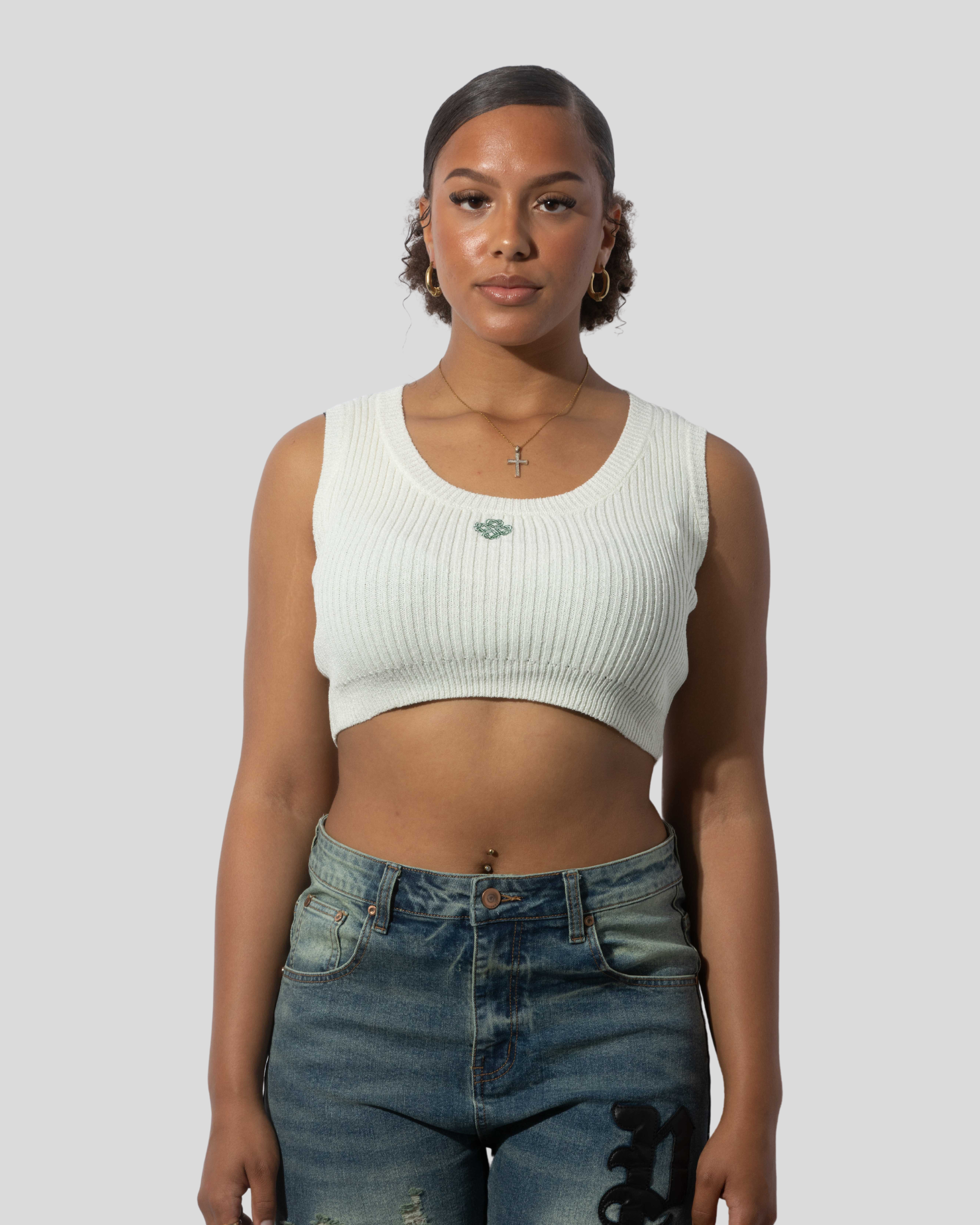 PC RIBBED-KNIT CROPPED TOP